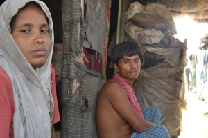 A young Rohingya couple at a refugee camp in Delhi